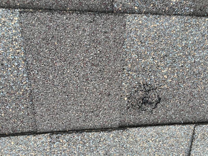 Holes in decking and shingle from large hail